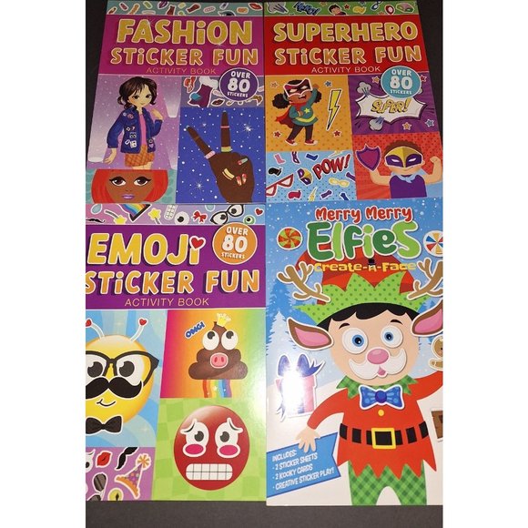 Lot Of 4 Colorful Sticker Fun Activity Books For Kids Learning - Picture 1 of 10